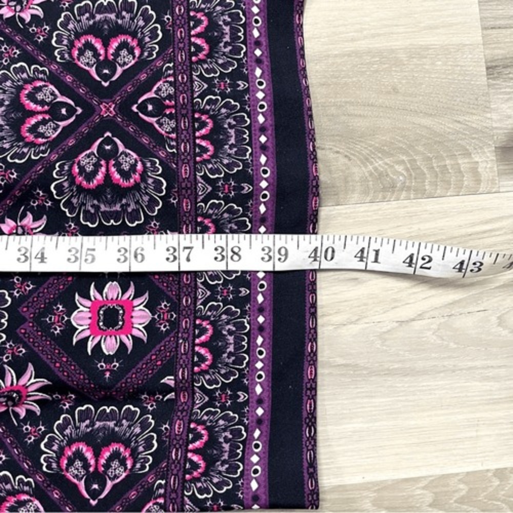 Vince Camuto Dress Women's 6‎ Black/Purple/Pink Floral Short Cap Sleeve Sheath - Picture 9 of 9